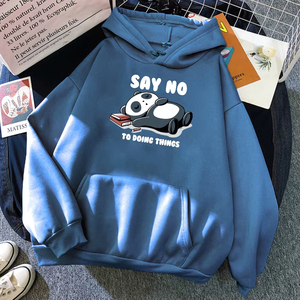 Sudaderas con capucha para mujer, nueva calidad, con estampado de oso de dibujos animados 'Say No', casuales, de forro polar, holgadas, que combinan con todo - Product Image 3