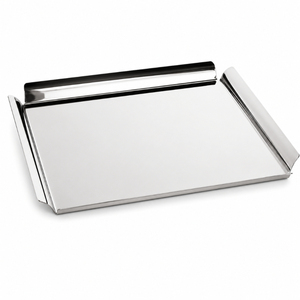 Luxury Arabic Style Stainless Steel Serving Tray with <b>Gold</b> Handles <b>Rectangular</b> Hammered <b>Mirror</b> Polish Buffet Platter for Hotel - Product Image 5