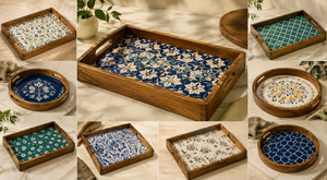 Plateau décoratif à poignées en bois et en métal, pour bricolage - Product Image 6