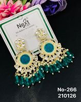 Boucles d'oreilles pendantes ethniques géométriques tendance en alliage Kundan, perles d'imitation légères et glamour pour femme, idéales pour les fêtes indiennes