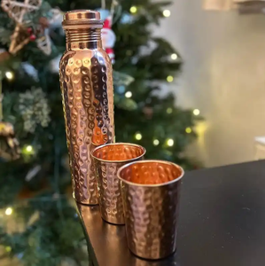 Designer Pure <b>Copper</b> Water <b>Bottle</b> Polished Handmade Metal <b>Bottle</b> for Healthy <b>Drinking</b> Water Storage and Gift Purpose - Product Image 3