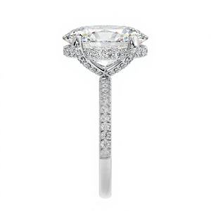 แหวนหมั้นเพชรทรงรี 3 กะรัต ผลิตในห้องปฏิบัติการ ประดับด้วยวงแหวนรอบเพชรแบบซ่อน ตัวเรือนเงินแท้ 925 ชุบทองคำขาวและโรสโกลด์ สำหรับเป็นของขวัญวันครบรอบแต่งงาน - Product Image 3