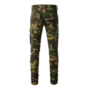 NUEVOS Pantalones de Camuflaje para Hombre, Estilo Hip Hop, Ajustados, Slim Fit, Vaqueros Cargo, Denim Apilado - Product Image 1