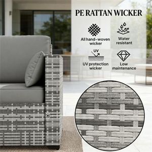 โซฟาคู่สีเทาวิลโลว์สำหรับสวนกลางแจ้ง เหมาะสำหรับระเบียงและลานบ้าน - Product Image 3