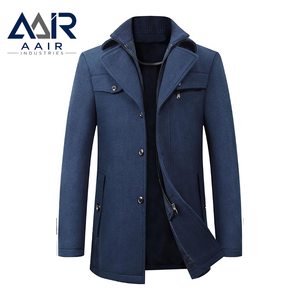 <b>Men's</b> Wool Polyester Winter Shacket Detachable Collar <b>Long</b> <b>Coat</b> Zipper Button Front <b>Padded</b> Outerwear for Commuting - Product Image 5