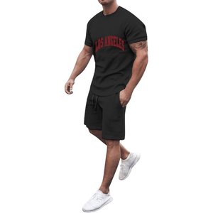 Ensemble unisexe personnalisé deux pièces : T-shirt et short à motif floral en coton, assorti, décontracté, style streetwear d'été, respirant, vente en gros, marque privée - Product Image 4