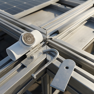 Aspersor de panel solar Hydroplus SS304 con placa de acero inoxidable con perno en J y conector de tubería de PVC para riego, refrigeración y lavado. - Product Image 1