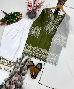 Kurti Sharara de Algodón Estampado para Festivales con Diseño Geométrico y Espejo, de Secado Rápido para una Moda Vanguardista 86312 DHANI- DB-46 - Product Image 6