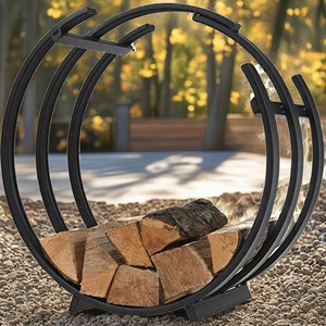 Soporte de troncos de leña redondo con recubrimiento en polvo clásico de hierro de alta resistencia para chimenea interior/exterior, estante de pila de madera de Metal duradero - Product Image 1