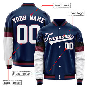 Men's Baseball Jacket Color Blocked Navy White Maroon Full Sleeve Zipper Closure Regular Fit Polyester Sportswear - Product Image 6