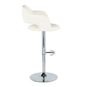 Set di 2 Sgabelli da Bar Contemporanei Margarite Regolabili in Metallo Cromato e Ecopelle Crema con Base Girevole e Poggiapiedi Arrotondato a T - Product Image 3