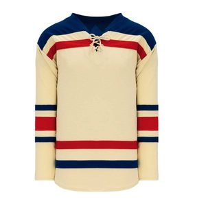 Maillot de hockey sur glace orange à manches longues, col en V, fermeture à nouer, design rayé, vêtements unisexes pour adultes, coupe régulière, toutes saisons - Product Image 3