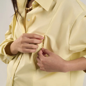 Conjunto de 2 Piezas Enzymn, Top y Pantalones Cortos de Popelina Prelavada 100% Algodón, Casual, para Mujer, Maternidad, por Encima de la Rodilla, Manga Larga, Transpirable, 220gsm - Product Image 1