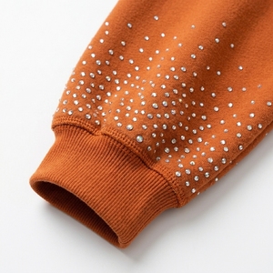 Ensemble de survêtement en coton imprimé pour homme, sweat à capuche zippé avec strass, pantalon de jogging streetwear à jambes larges - Product Image 6