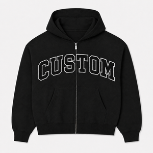 เสื้อฮู้ดซิปโอเวอร์ไซส์ลายพิมพ์กราฟิกสตรีทแวร์สำหรับผู้ชายและผู้หญิง  ผ้าฝ้ายฟลีซหนานุ่ม สไตล์วาร์ซิตี้  รับผลิตแบบ OEM ODM พร้อมโลโก้ตามสั่ง - Product Image 2