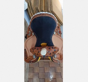 Selle d'équitation western en cuir véritable de qualité durable, en bois/plastique, pour équipement d'équitation, disponible en usine - Product Image 3