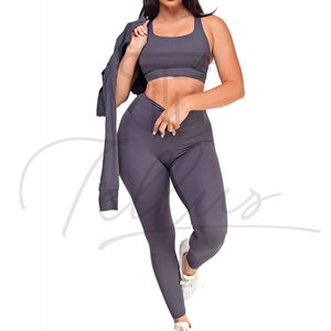 Conjunto Deportivo de 3 Piezas para Mujer, Diseño Moderno, Conjunto de Yoga Sostenible para Mujer, Venta al Por Mayor Personalizada - Product Image 5