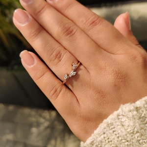 10k Lab Grown Marquise Cut Diamond Tree Leaf Band Ring For Women's 14K Solid Gold Fine Wedding Gift For <b>Girlfriends</b> - Product Image 6