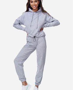 Ensembles de vêtements à capuche en coton épais personnalisés pour femmes, tenues de jogging avec broderie appliquée, survêtement à capuche pour femmes - Product Image 3