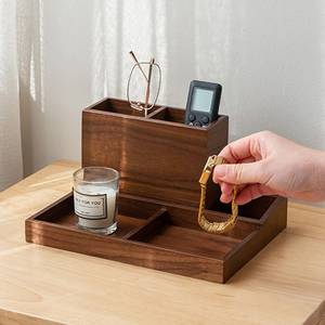 Organizador de Escritorio Moderno Hecho a Mano de Madera, Forma Rectangular, Minimalista, de un Solo Nivel, Bandeja de Almacenamiento Multifuncional para Maquillaje, Joyería y Oficina - Product Image 2