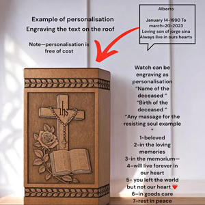 Engraved Bible Cross Wooden Cremation Urn - Personalized Christian Memorial Memorial Keepsake by AYAANS - Product Image 2