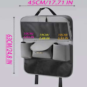 Sac de rangement pour siège arrière de voiture en cuir PU de haute qualité avec plateau de bureau pliable, rangement suspendu et support de téléphone à écran tactile - Product Image 2