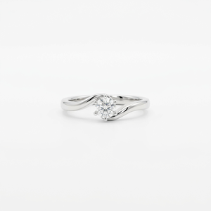 Anillo de Compromiso Clásico con Diamante Cultivado en Laboratorio, Oro Blanco de 14K, Corte Brillante Redondo, para Mujer, Aniversario de Bodas - Product Image 1