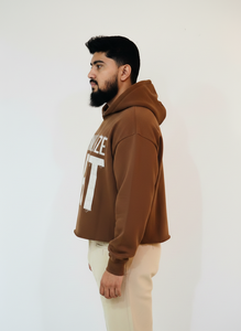 Nueva Sudadera con Capucha Corta Personalizada, Estilo Vintage, con Lavado Ácido, Efecto Desgastado, Parches, Bordados y Aplicaciones, con Bajo sin Rematar y Detalles de Corte y Costura, 100% Algodón, Serigrafiada - Product Image 3