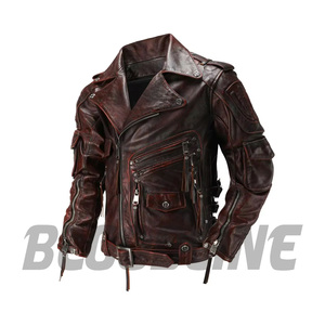 Chaqueta de Motociclista de Cuero PU Negra para Hombre BLOODLINE, Cierre de Cremallera, Cuello Camisero, para Otoño - Product Image 6
