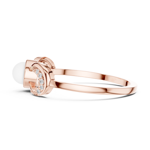 Anillo de Compromiso con Halo de Diamantes de Corte Redondo en Oro Rosa, Elegante Anillo de Boda con Diseño Infinito para Mujer - Product Image 2