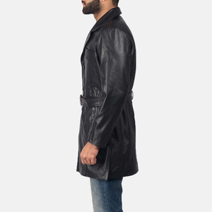 Abrigo de Cuero Negro de Invierno de Alta Calidad, Chaqueta de Cuero Personalizada para Hombre, Abrigo Transpirable con Forro de Piel - Product Image 1