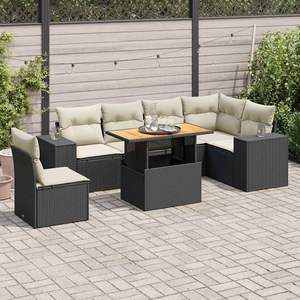 Conjunto de Sofás Grandes para Jardín en Ratán Sintético Negro, Muebles de Exterior Elegantes y Duraderos - Product Image 1