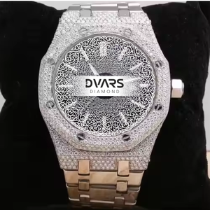 Reloj de Pulsera Vintage de Cuarzo con Cristal Revestido, Diamante Moissanita Color D VVS1, Correa de Acero Inoxidable de 20 mm, Esfera con Agujas, Resistente al Agua, de Lujo - Product Image 1