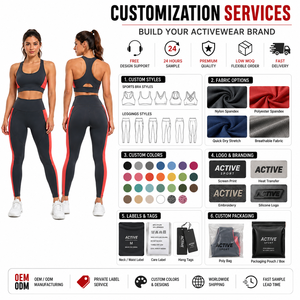 Ensemble 2 pièces personnalisé éco-responsable extensible dans quatre directions pour femme : soutien-gorge de sport taille haute et leggings – Vêtements de sport OEM, marque privée, vente en gros - Product Image 5