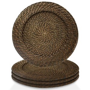 Rattan chargers produced in Vietnam dark brown charger plate artisan-made placemat service plates - Product Image 4