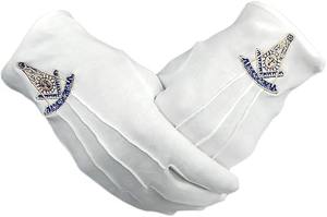 Guantes Masónicos de Algodón 100% para Past Master, par de guantes bordados a máquina, elegantes, de color blanco, en tela de algodón. - Product Image 6