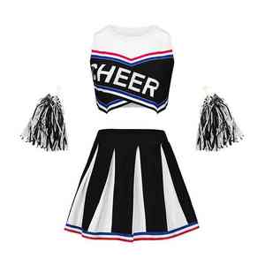 ชุดเชียร์ลีดเดอร์ผู้หญิงสำหรับผู้ใหญ่ โพลีเอสเตอร์ 100% ระบายอากาศได้ดี พิมพ์ลายแบบซับลิเมชั่น ไร้รอยต่อ ปรับแต่งโลโก้ด้านหน้าได้ - Product Image 1