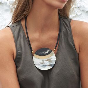 Collar de cuerno de búfalo natural de moda con 6 eslabones grandes, cadena gruesa, joyería llamativa, regalo, accesorios de moda - Product Image 3