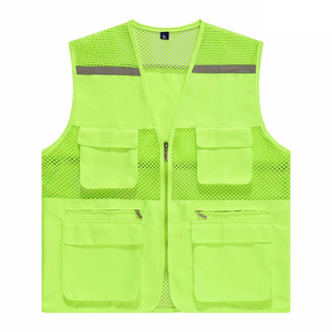 Chaleco de Seguridad Reflectante de Alta Visibilidad XL Verde Malla con Bolsillos y Cierre de Cremallera - Product Image 1