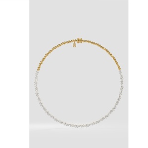 Collier tennis élégant à taille mixte avec diamants de laboratoire et naturels, en argent sterling 9KT 10KT 14KT 18KT, cadeau pour femme - Product Image 1