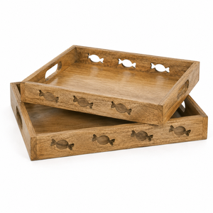 Bandeja de Servir de Madera de Mango, Juego de Bandejas Decorativas con Recorte de Conejo para Pascua, Decoración para el Hogar y la Cocina - Product Image 4