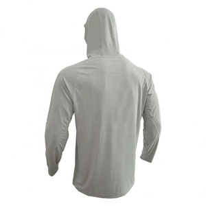 Men's UPF 50 Anti-UV Long Sleeve Hooded <b>Fishing</b> <b>Shirt</b> Solid Color Polyester Pullover Outdoor Wear - Product Image 4