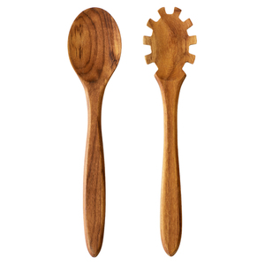 Ensemble de cuillères et fourchettes à salade en bois d'acacia artisanal, écologiques et durables, pour mélanger et servir, ustensiles de cuisine - Product Image 4