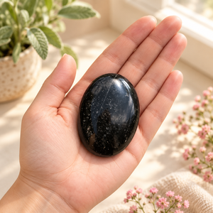 Pierre de tourmaline noire naturelle, polie, taille ovale, pour la décoration intérieure, le Feng Shui, ou comme cadeau - Product Image 4