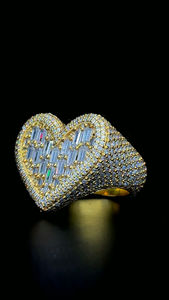 Hip Hop Style Coeur Forme De Luxe 925 En Argent Sterling Baguette Diamant Plein Glacé VVS Moissanite Anneau Pour Rappeur Bijoux - Product Image 3