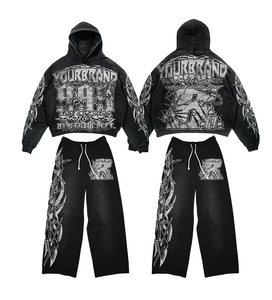 Conjunto Deportivo Informal de Dos Piezas Personalizado de Poliéster y Algodón para Hombre y Mujer, Ropa Deportiva Cómoda para Gimnasio y Ocio - Product Image 3