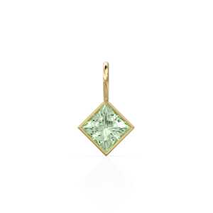 Prasiolita 5mm, colgante de oro macizo amarillo de 14k con engaste para joyería / Piedra de nacimiento de febrero / Amatista verde talla princesa - Product Image 1