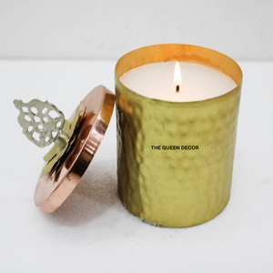 Porte-bougie parfumé doré, texture gaufrée feuillagée créative, très demandé, forme ronde, fait main - Product Image 2