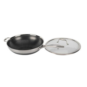 Wok traditionnel à fond rond en acier inoxydable résistant aux rayures avec poignée en bois, capacité de 20 L, pour tous les types de cuisinières - Product Image 3