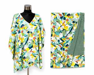 Caftán de Algodón a Rayas para Playa, Ecológico, Cuello en V, Transpirable, Asimétrico, con Pareo de Toalla de Playa - Product Image 3